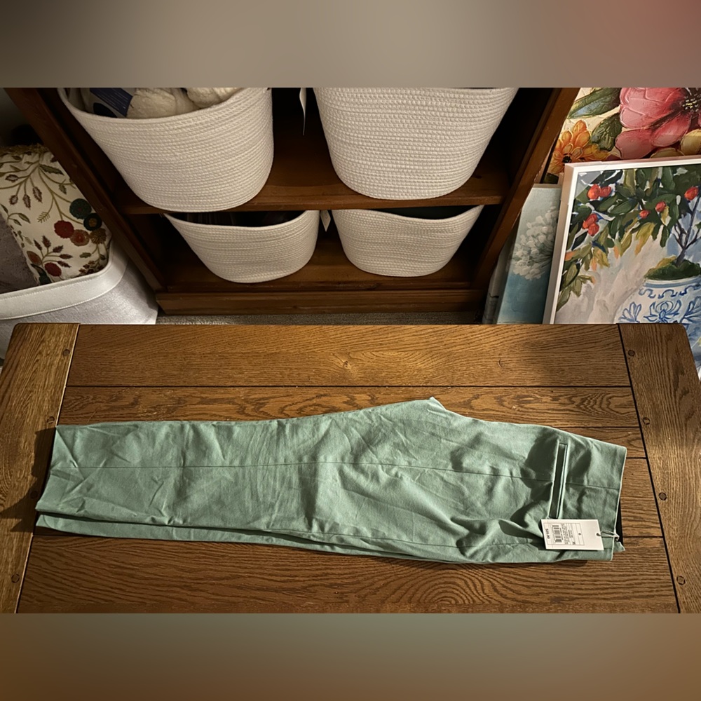Light green slim fit high rise ankle pants